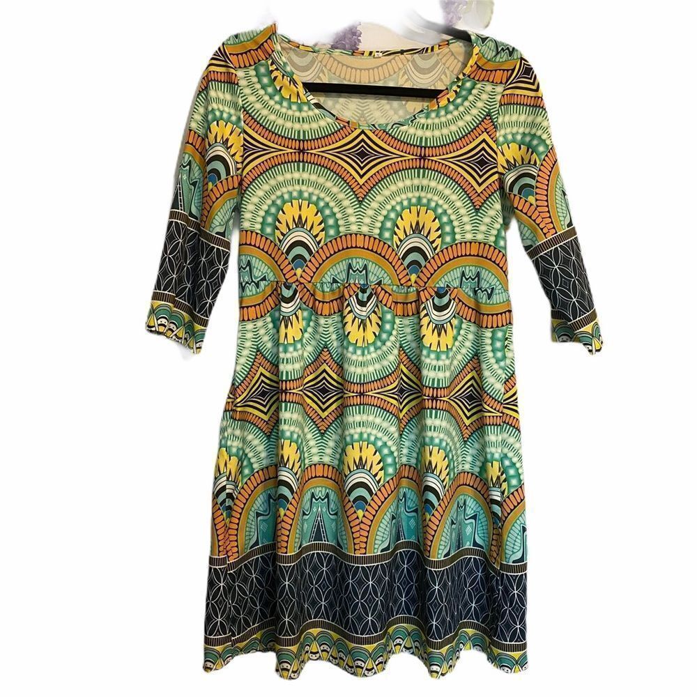Women Aztec type design 3/4 Sleeve Tunic Shirt.